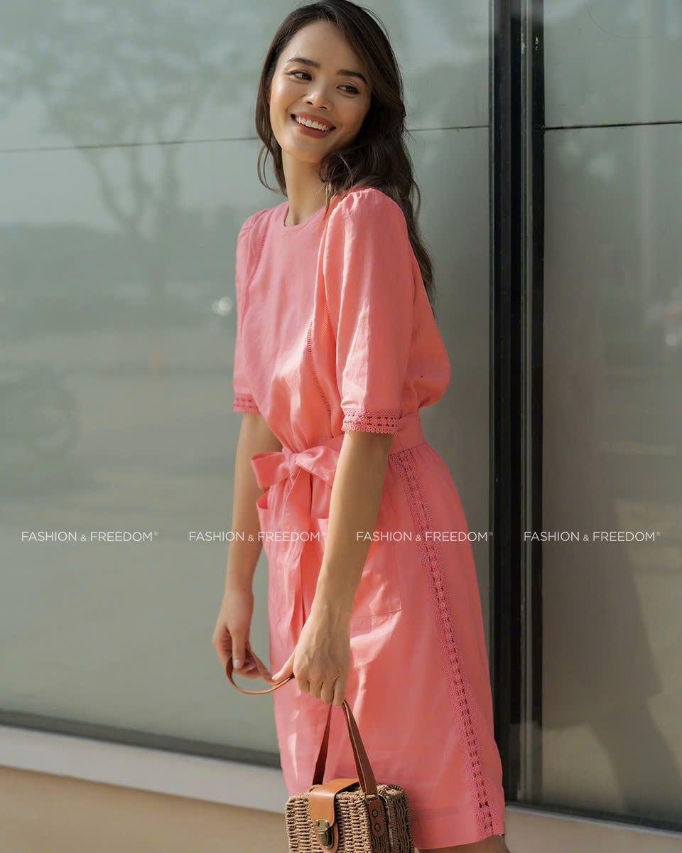 Đầm Linen Hồng