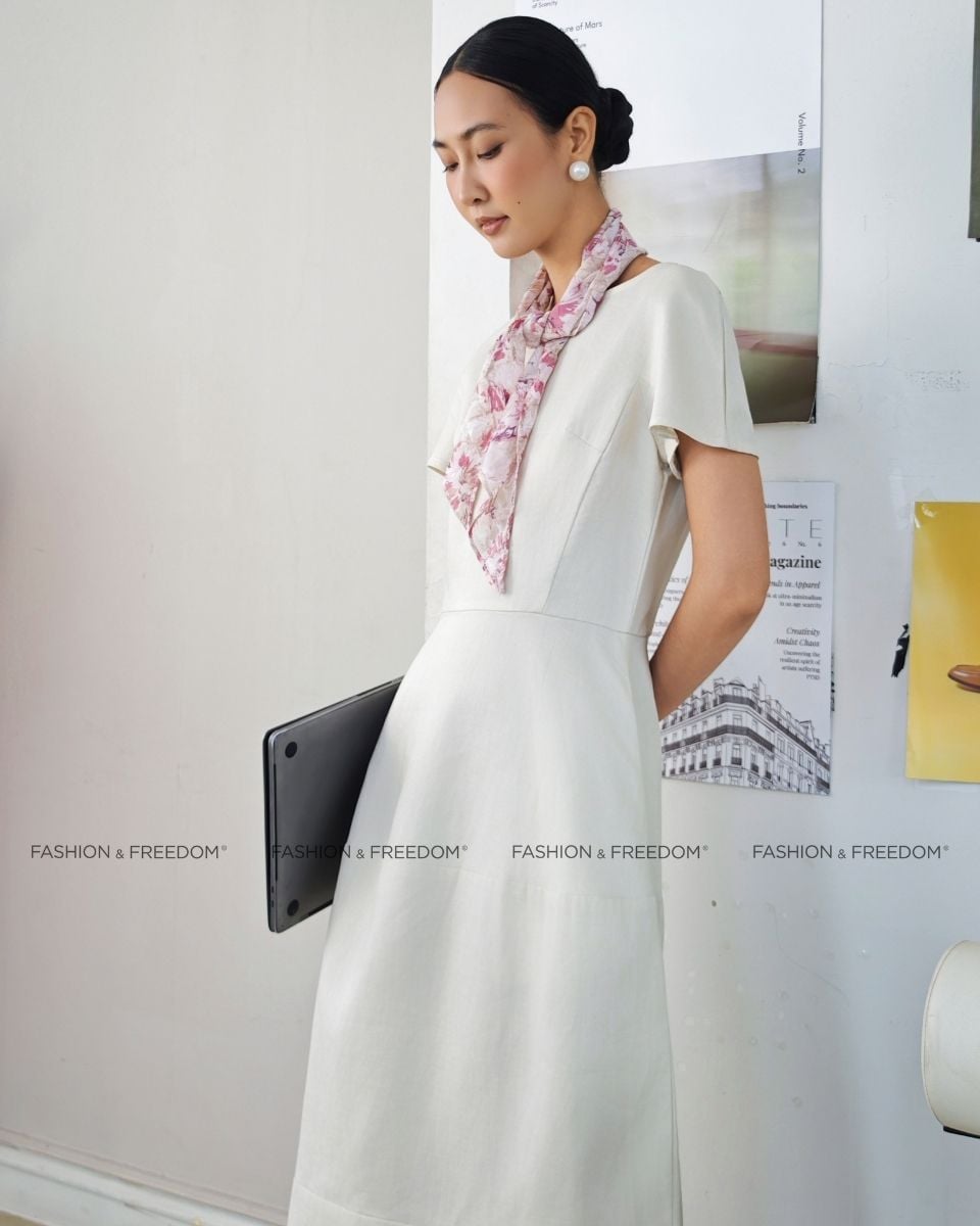 Đầm Linen Kem