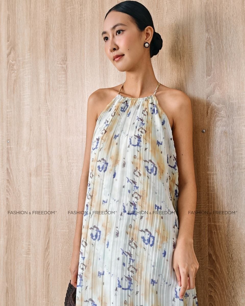 Đầm Voan Nữ Kem Họa Tiết
