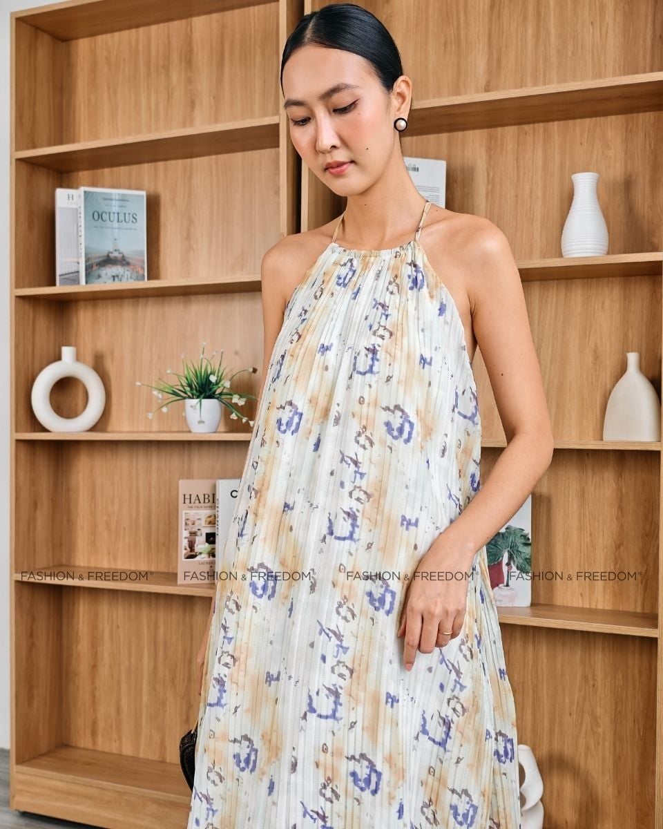 Đầm Voan Nữ Kem Họa Tiết