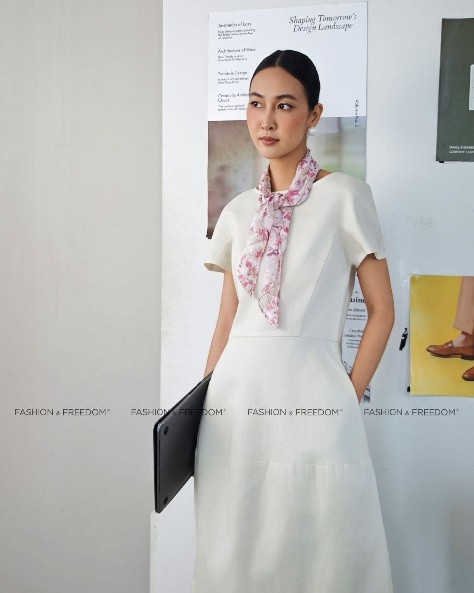 Đầm Linen Kem