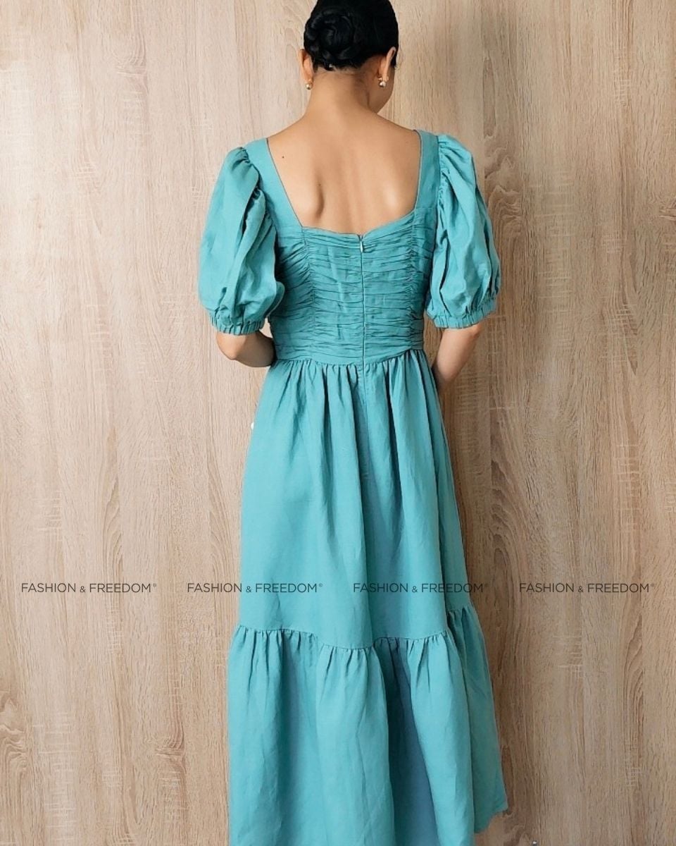 Đầm Linen Xanh Mint Tình Thơ Mùa Thu