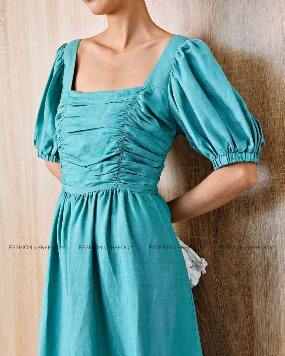 Đầm Linen Xanh Mint Tình Thơ Mùa Thu