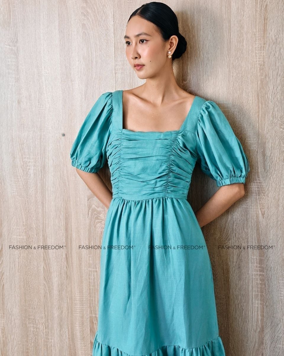 Đầm Linen Xanh Mint Tình Thơ Mùa Thu