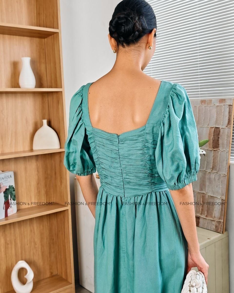 Đầm Linen Xanh Mint Tình Thơ Mùa Thu