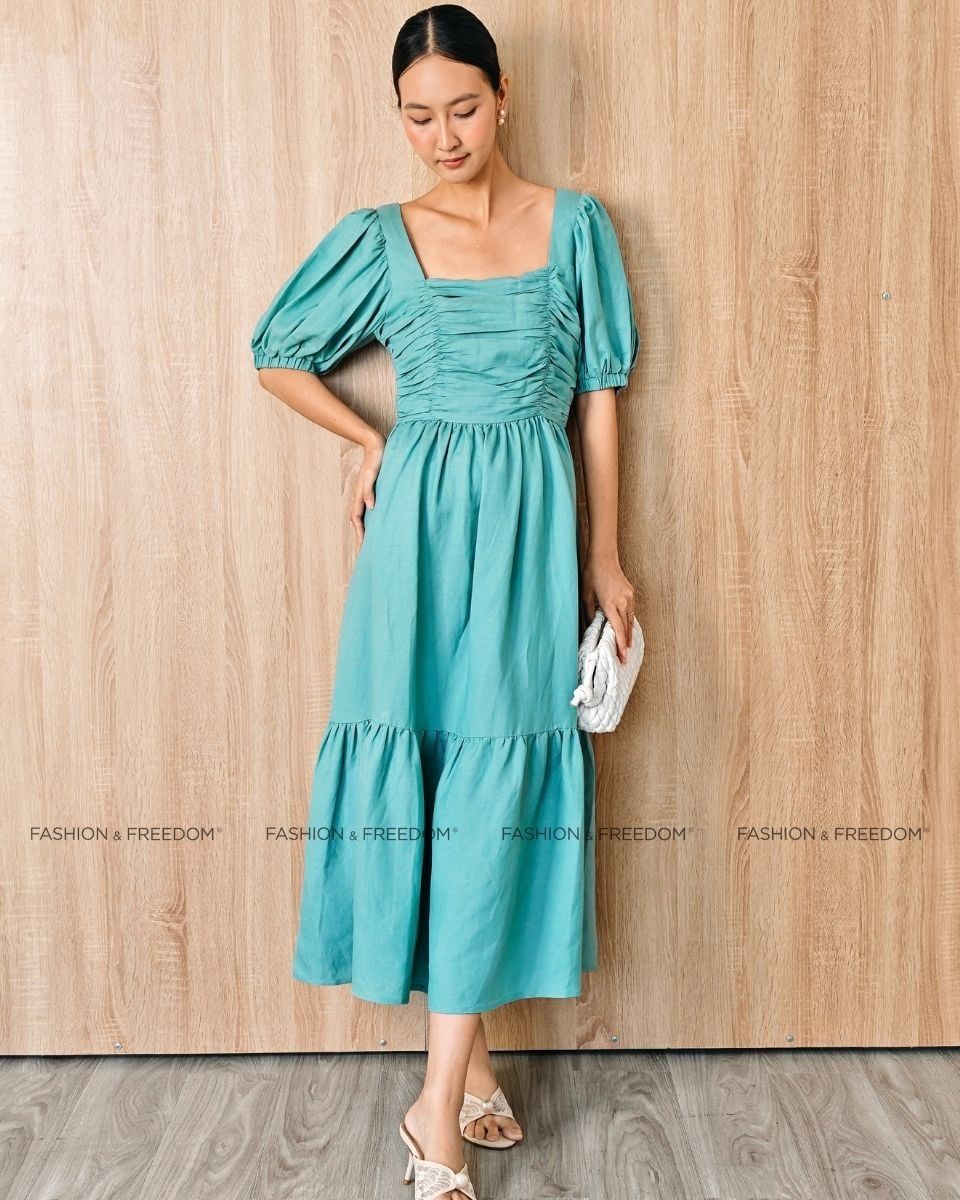 Đầm Linen Xanh Mint Tình Thơ Mùa Thu