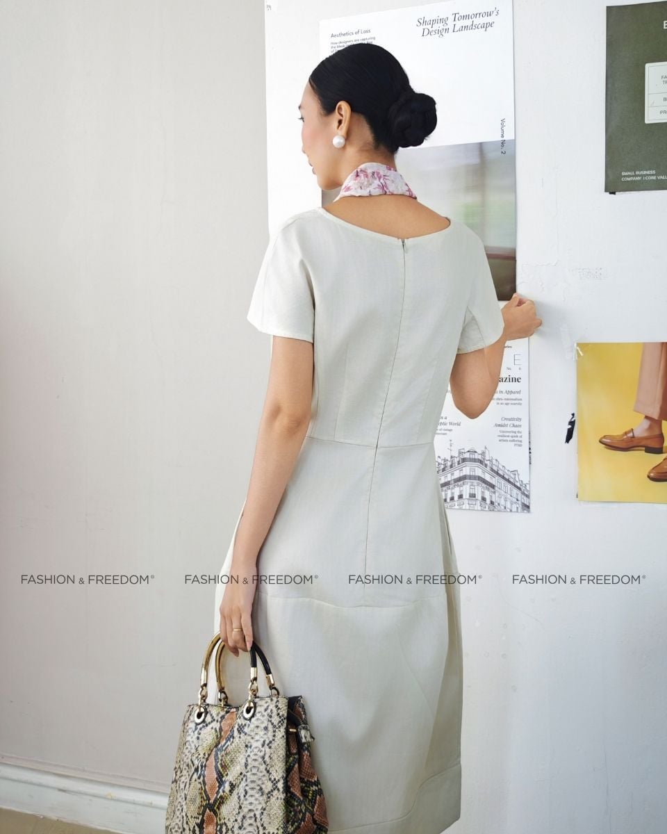 Đầm Linen Kem