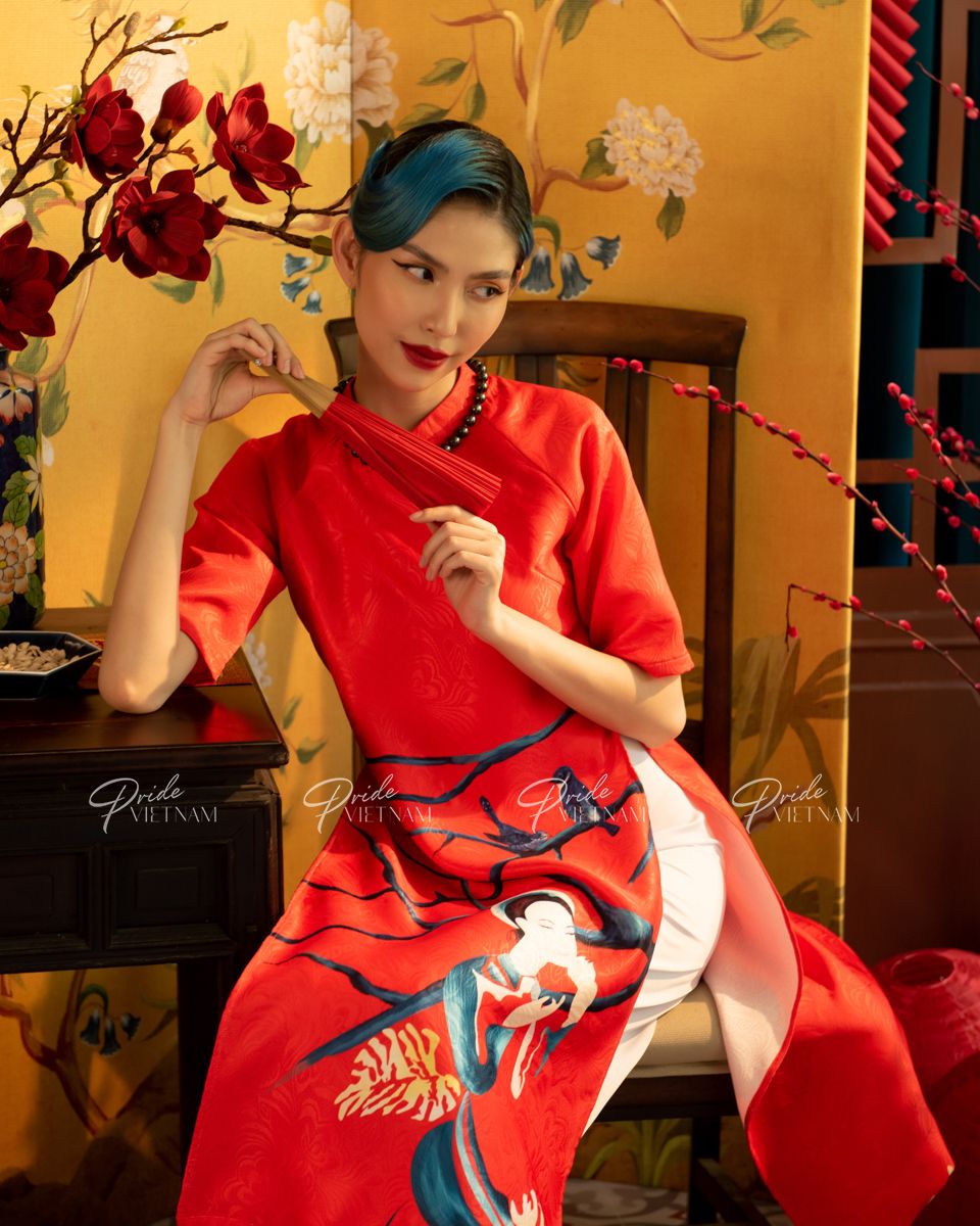 Áo Dài Gấm Đỏ Xuân Như Ý