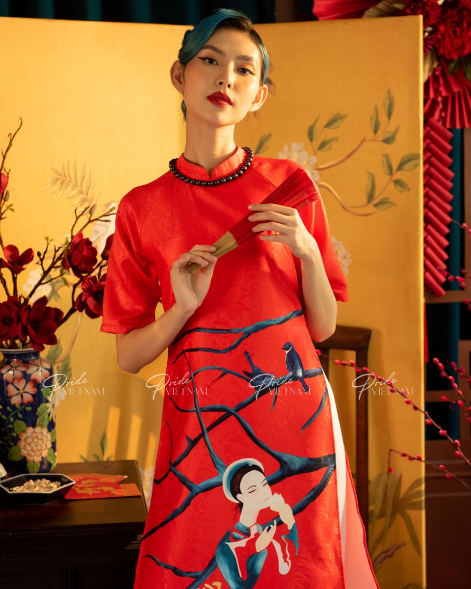 Áo Dài Gấm Đỏ Xuân Như Ý