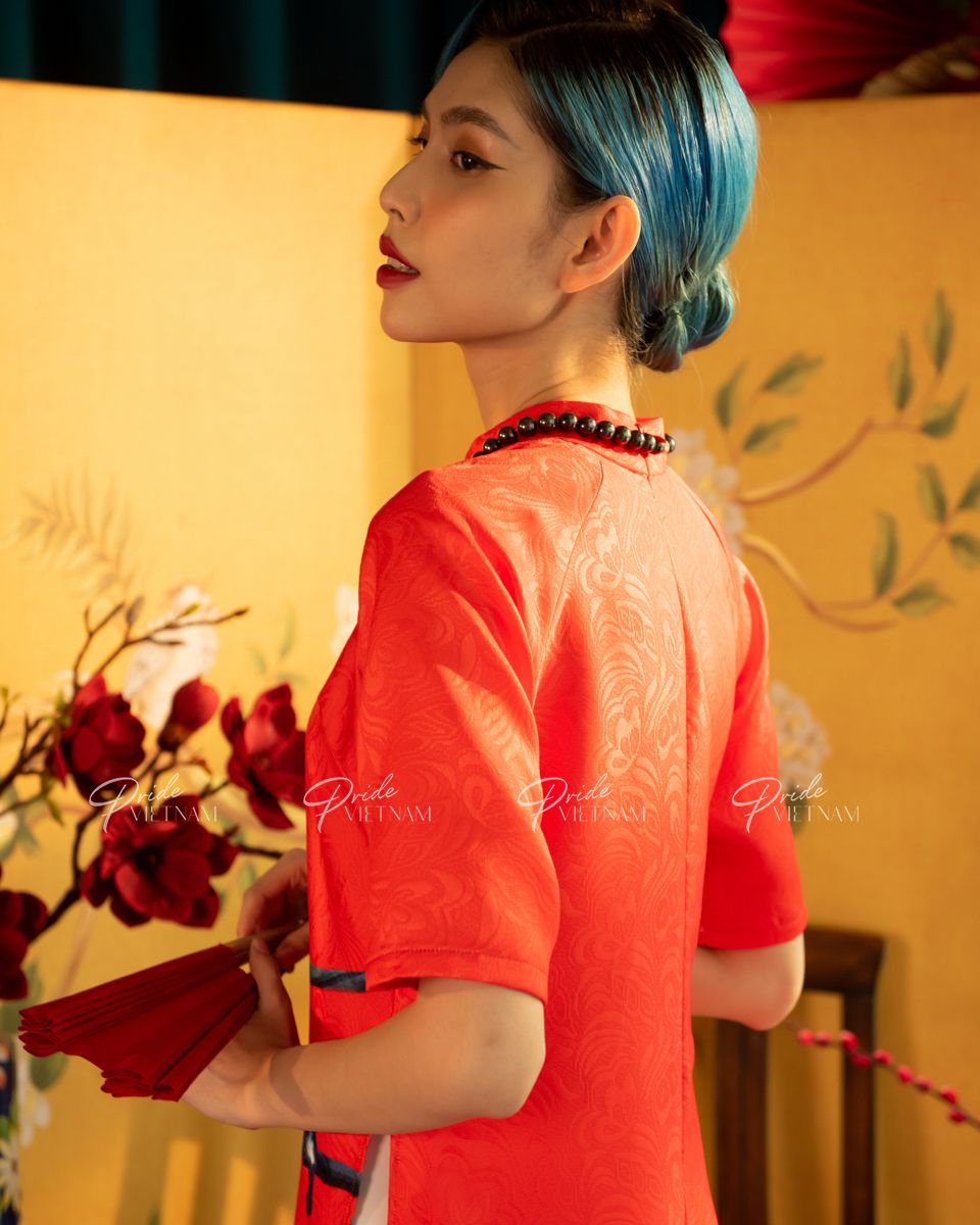 Áo Dài Gấm Đỏ Xuân Như Ý