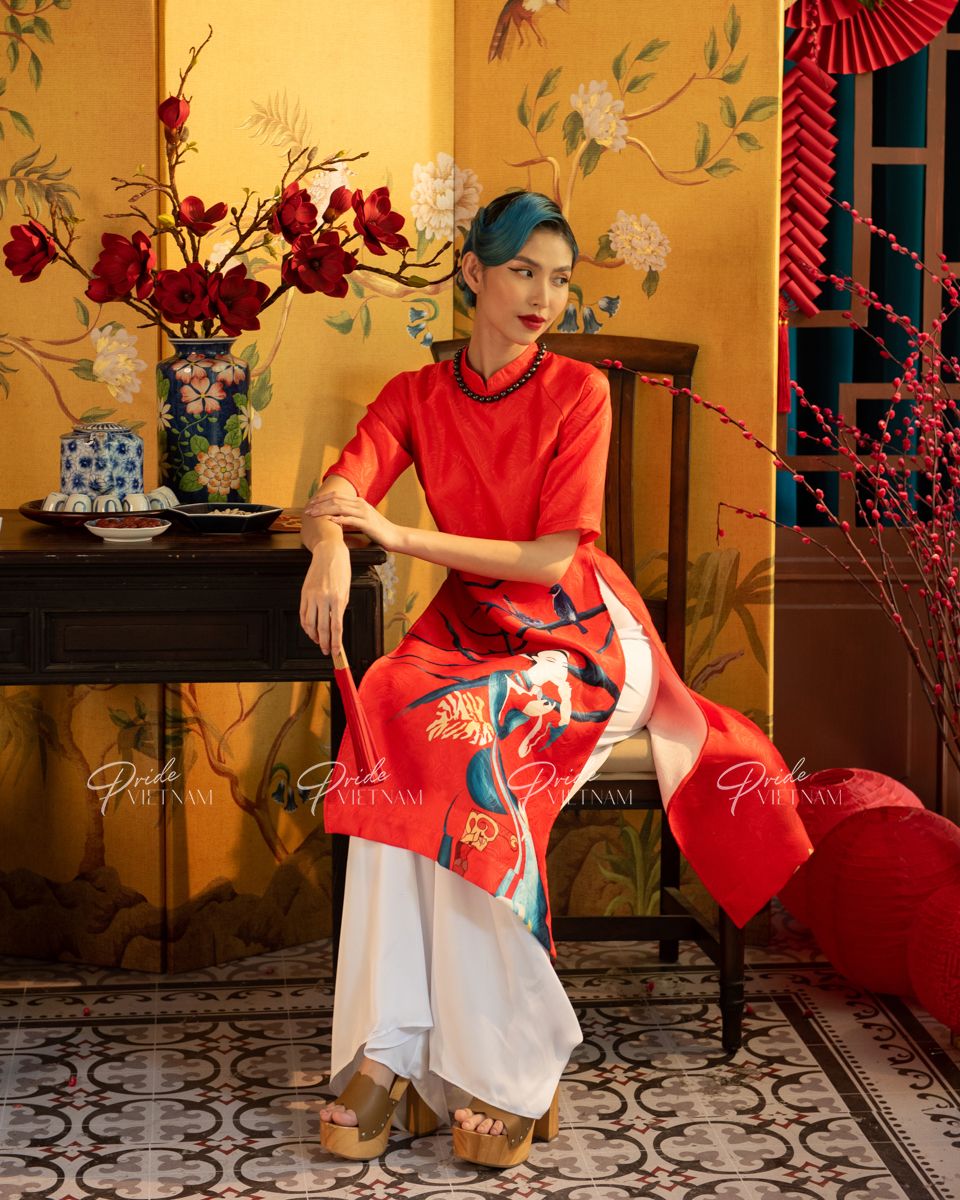 Áo Dài Gấm Đỏ Xuân Như Ý