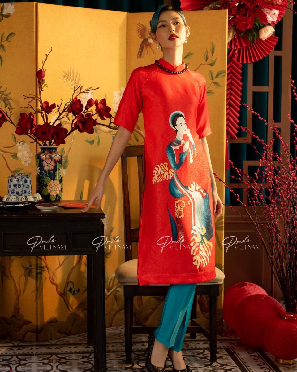 Áo Dài Gấm Đỏ Xuân Như Ý