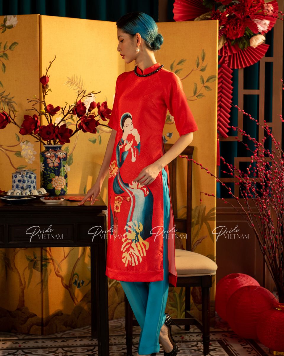 Áo Dài Gấm Đỏ Xuân Như Ý