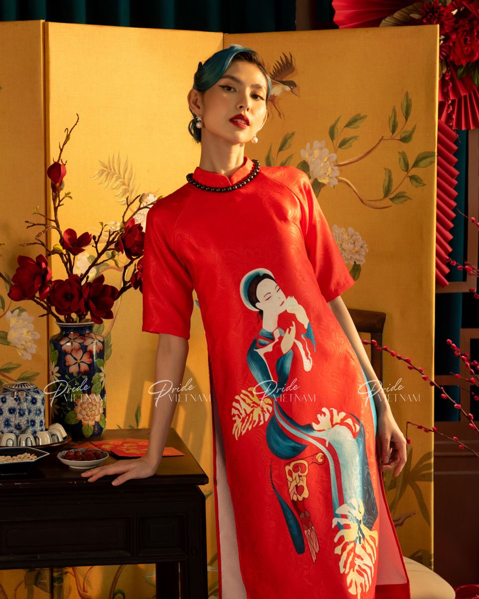 Áo Dài Gấm Đỏ Xuân Như Ý
