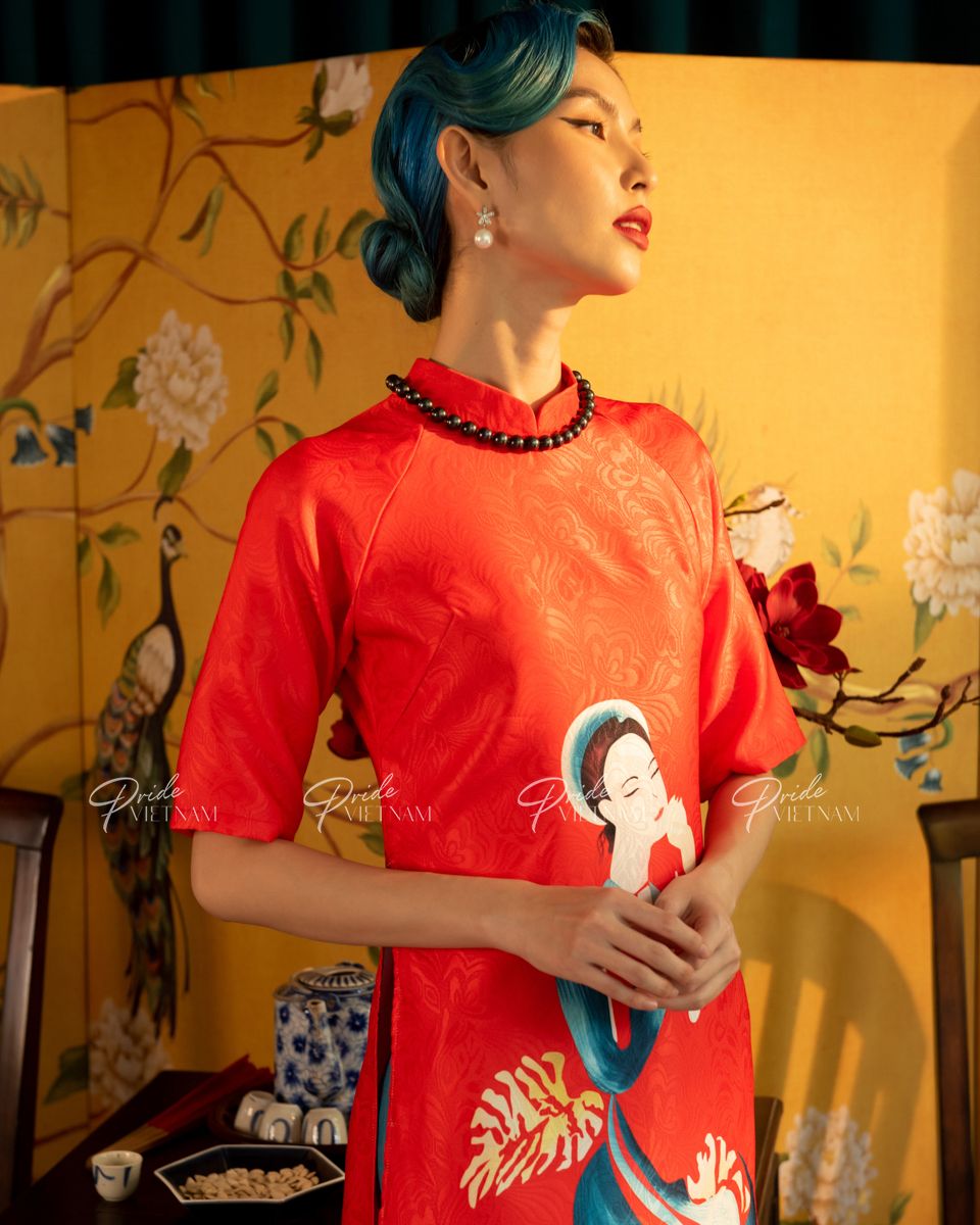 Áo Dài Gấm Đỏ Xuân Như Ý