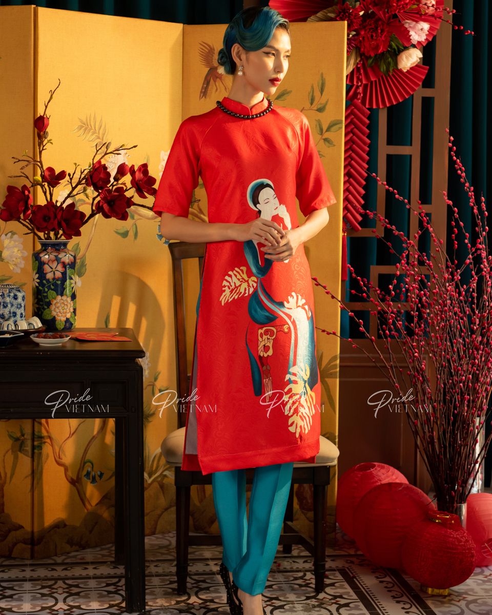 Áo Dài Gấm Đỏ Xuân Như Ý