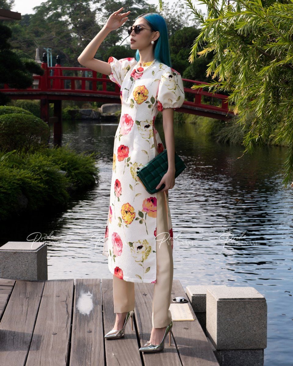 Áo Dài Gấm Trắng Xuân Như Ý