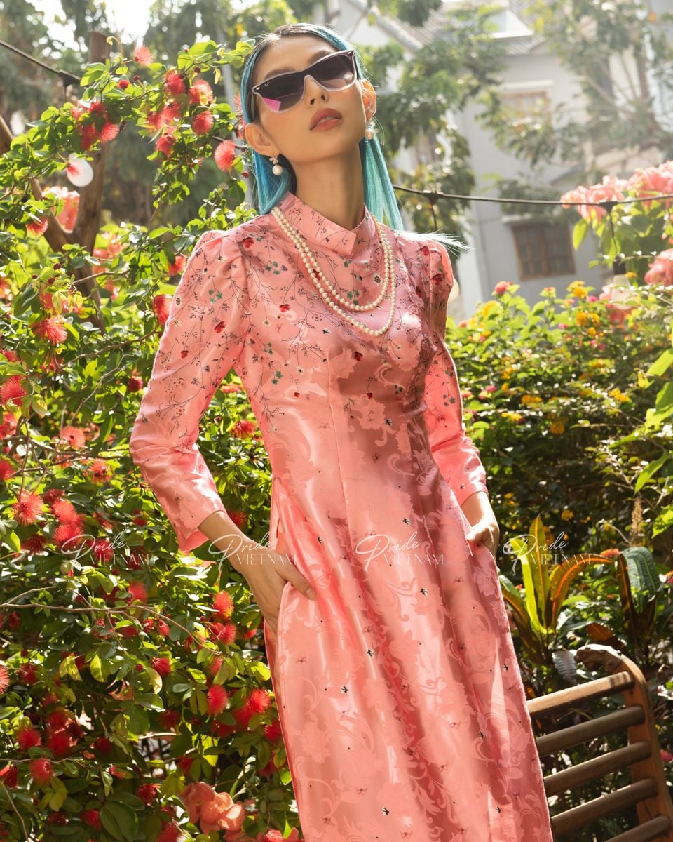 Áo Dài Gấm Hồng Xuân Như Ý