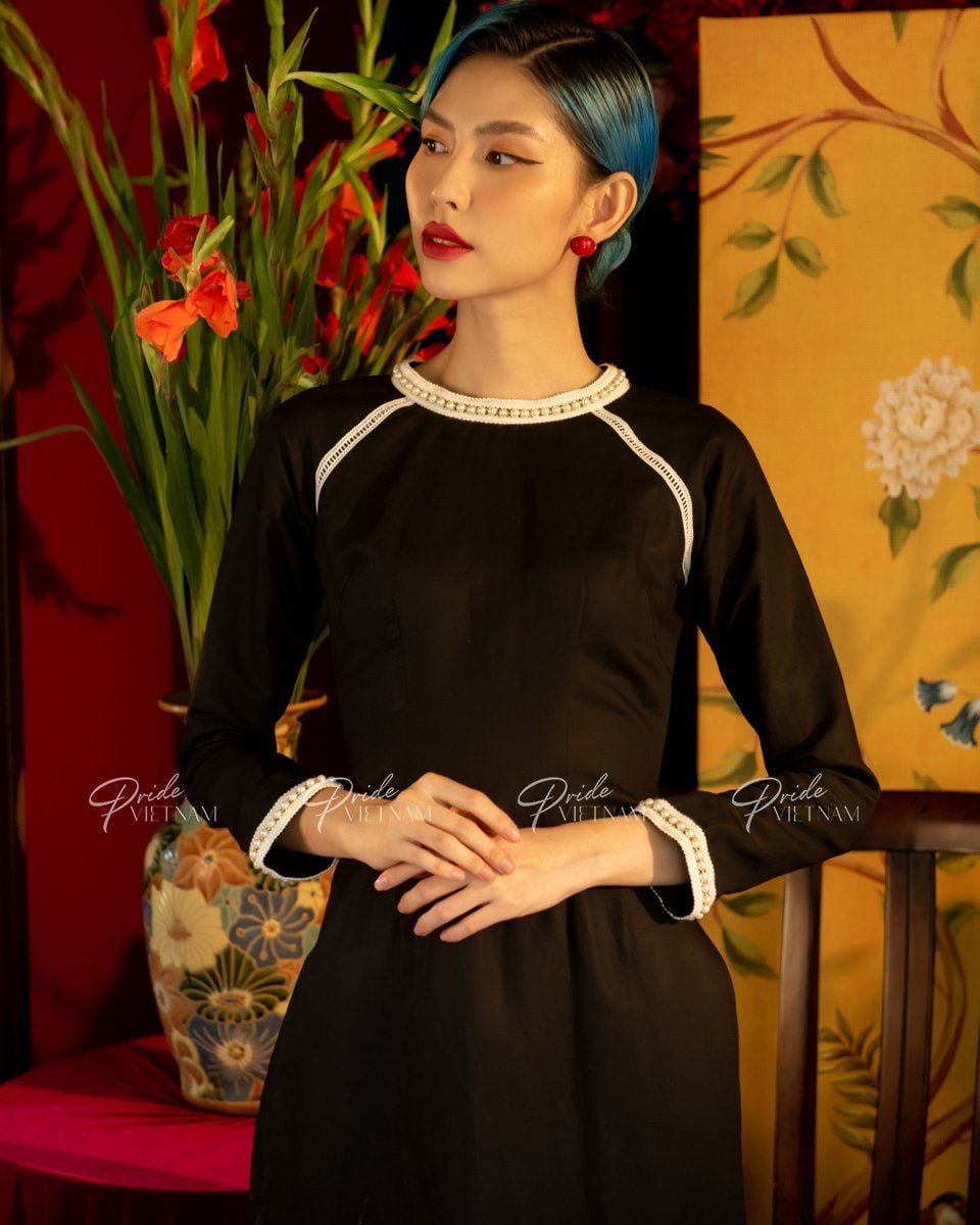Áo Dài Linen Đen Hòn Ngọc Viễn Đông