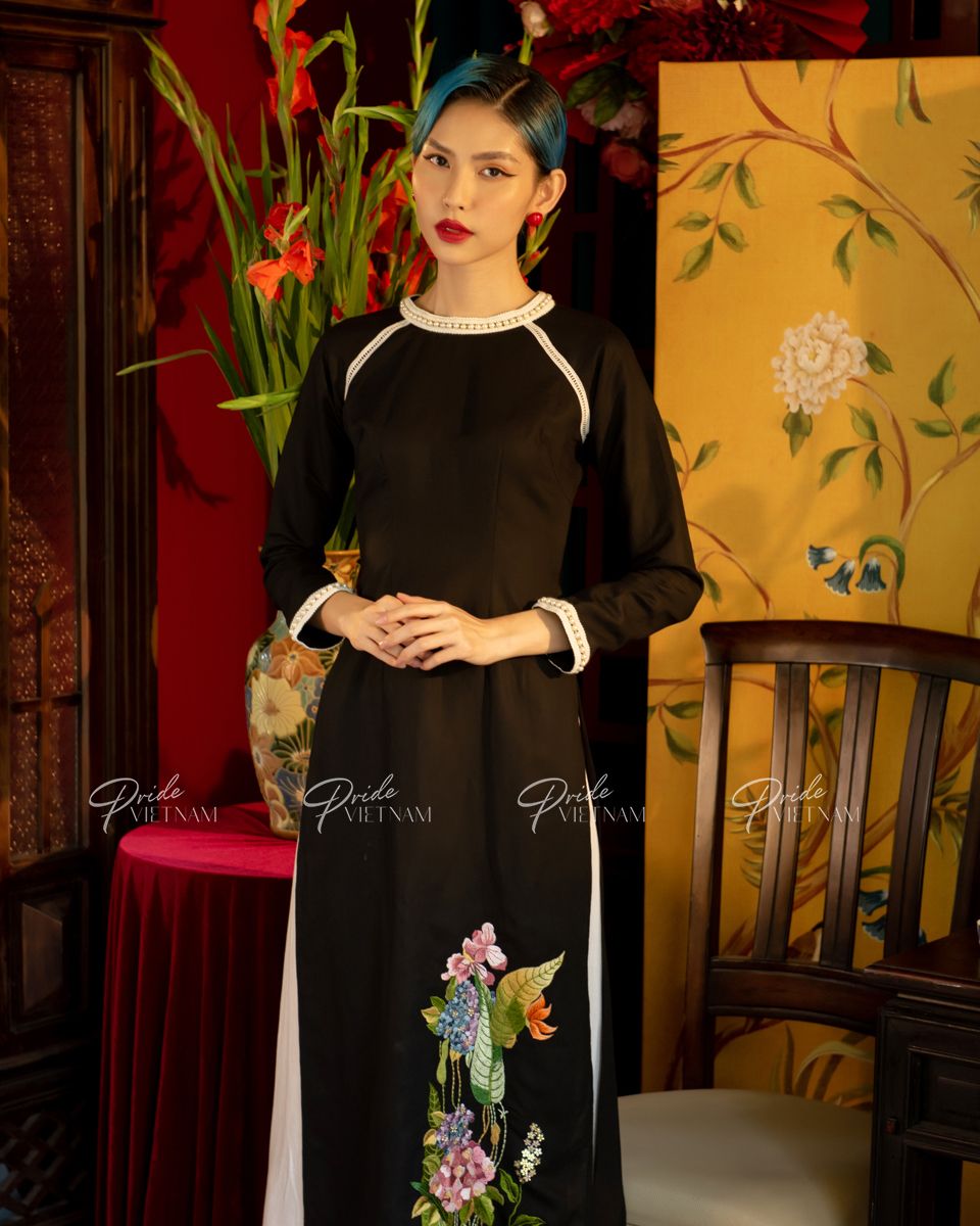 Áo Dài Linen Đen Hòn Ngọc Viễn Đông