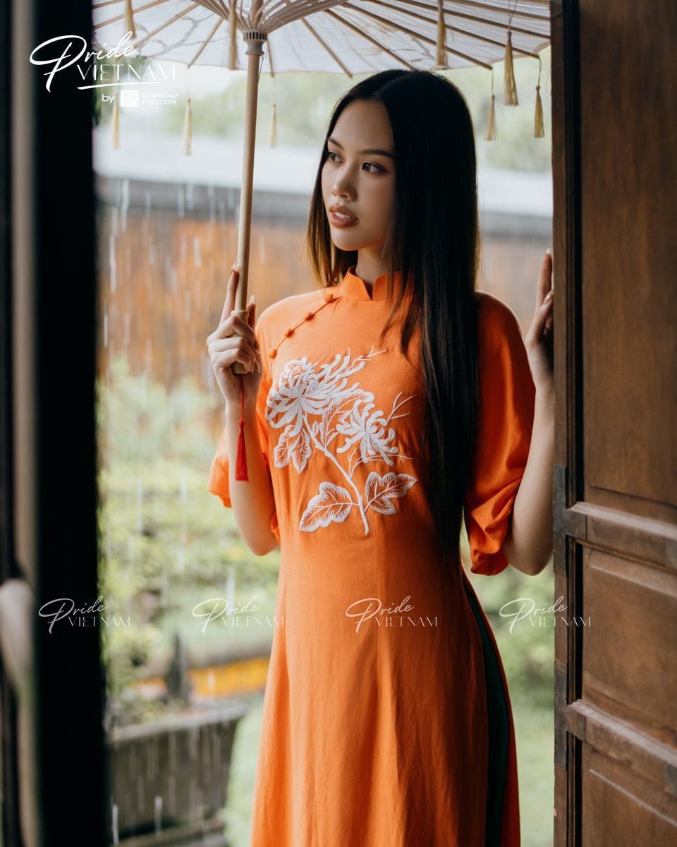 Áo Dài Linen Cam Pride Việt Nam