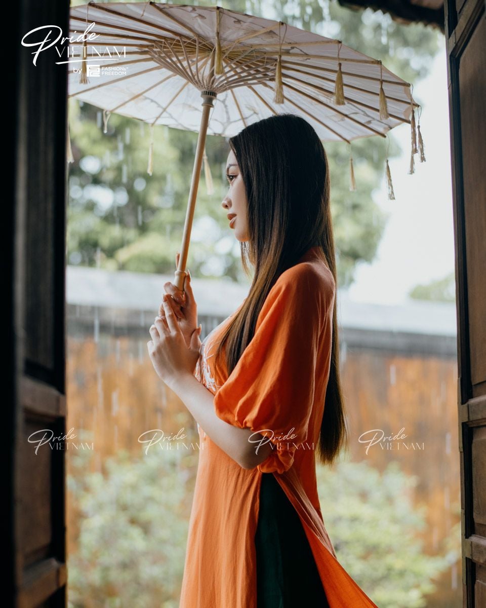 Áo Dài Linen Cam Pride Việt Nam