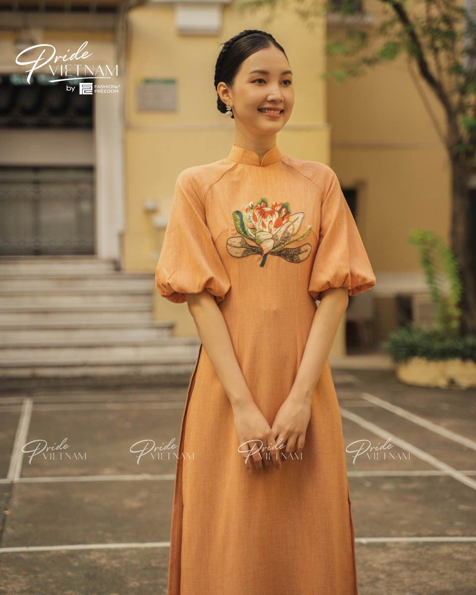 Áo Dài Nữ Linen Cam Pride Việt Nam
