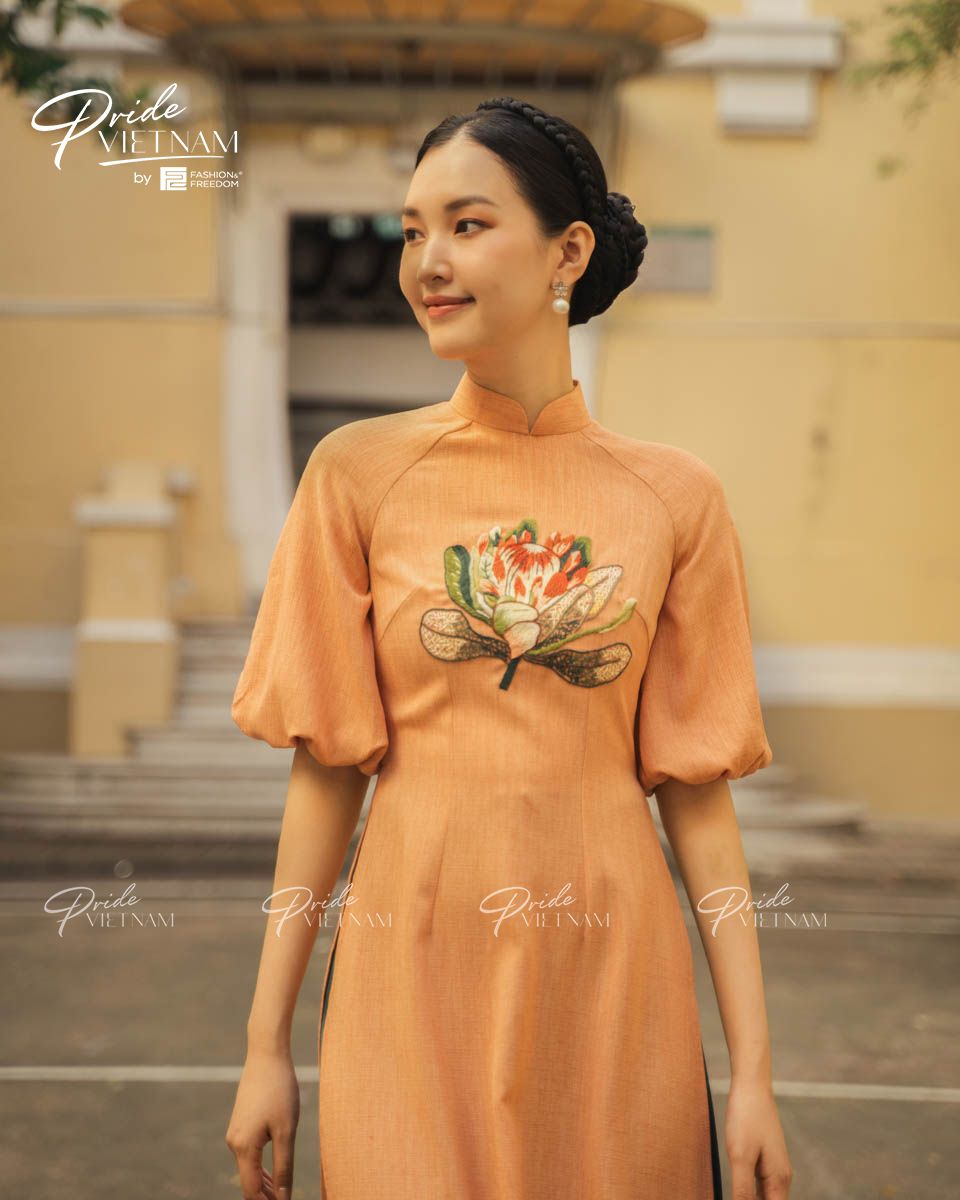 Áo Dài Nữ Linen Cam Pride Việt Nam