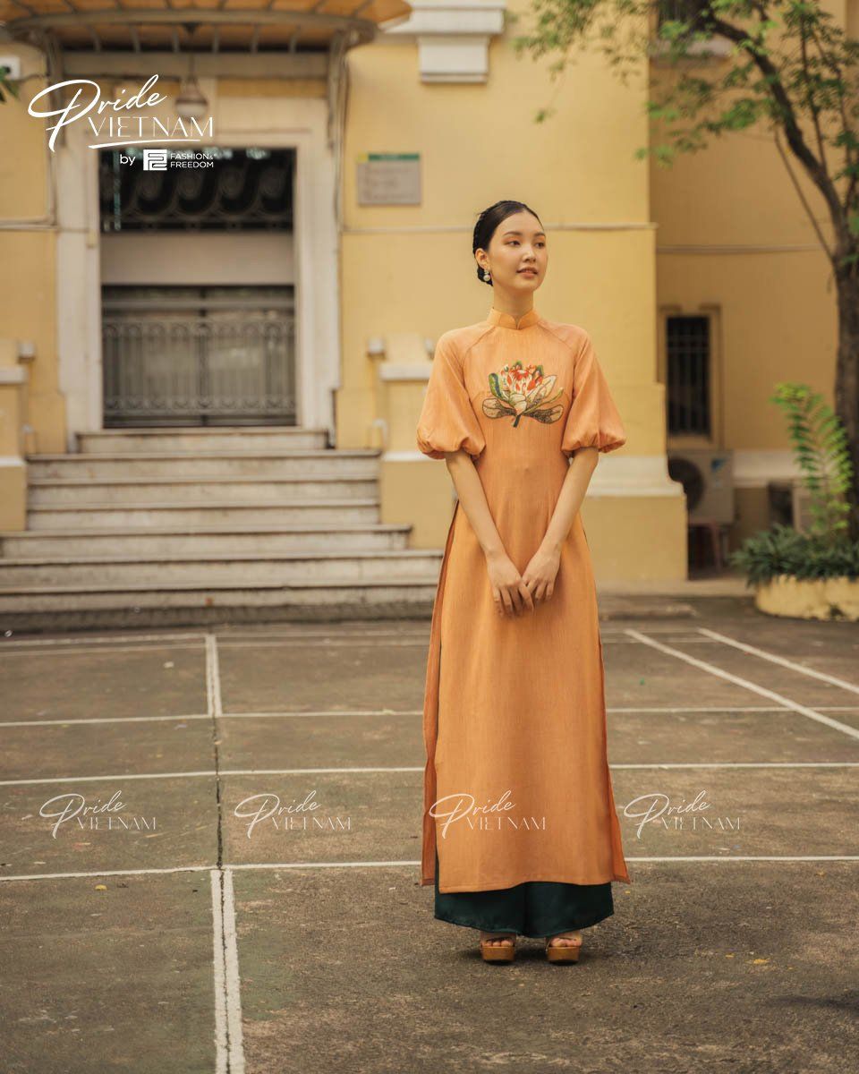 Áo Dài Nữ Linen Cam Pride Việt Nam