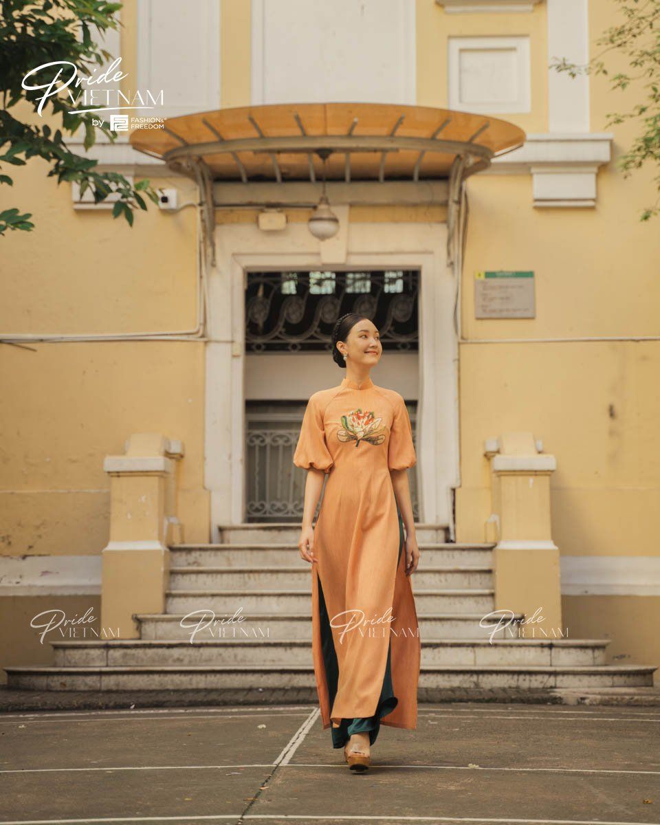 Áo Dài Nữ Linen Cam Pride Việt Nam