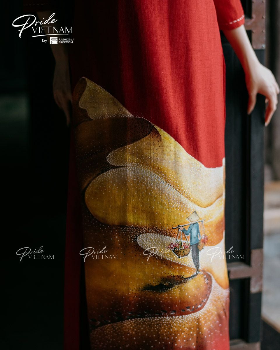 Áo Dài Nữ Linen Đỏ Pride Việt Nam