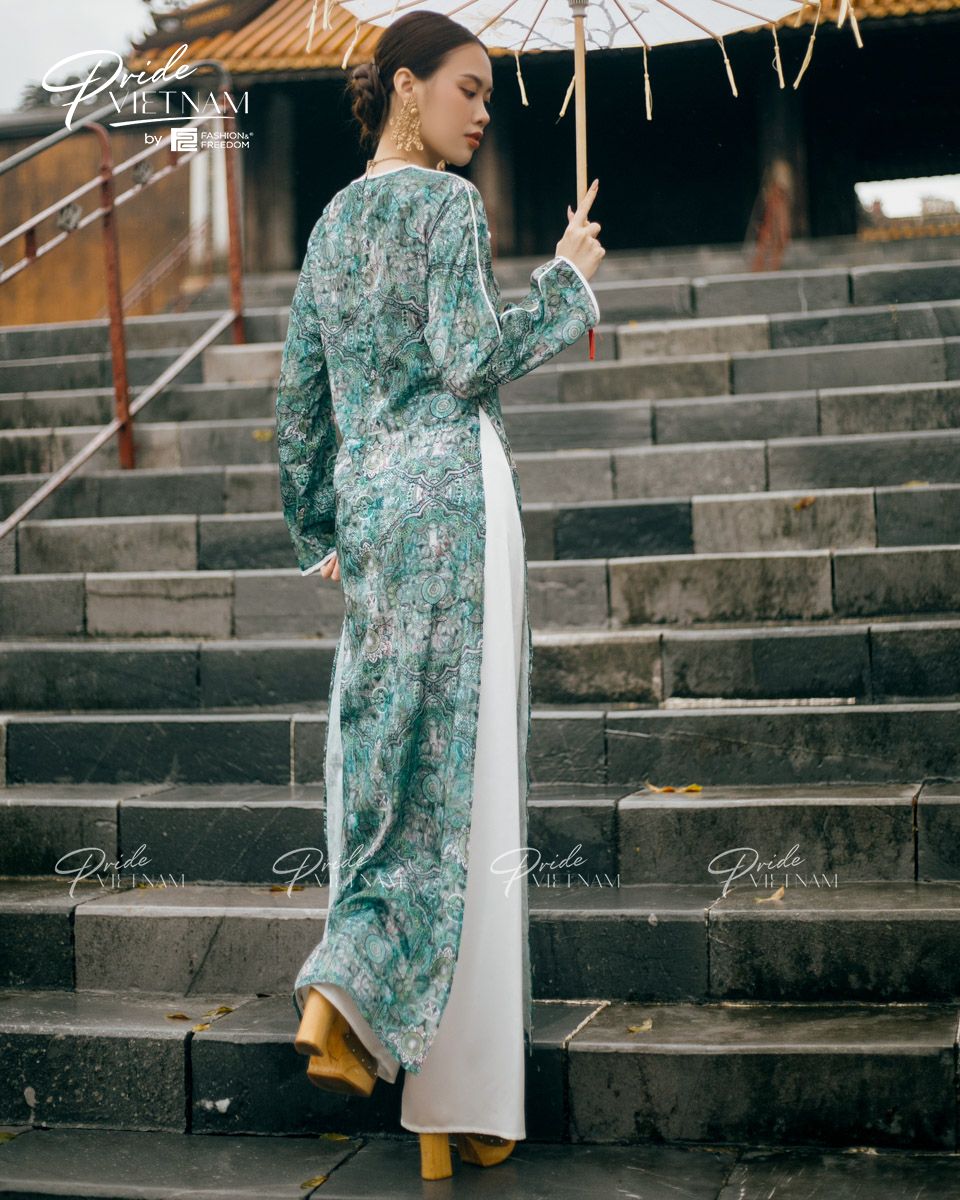 Áo Dài Gấm Xanh Pride Việt Nam