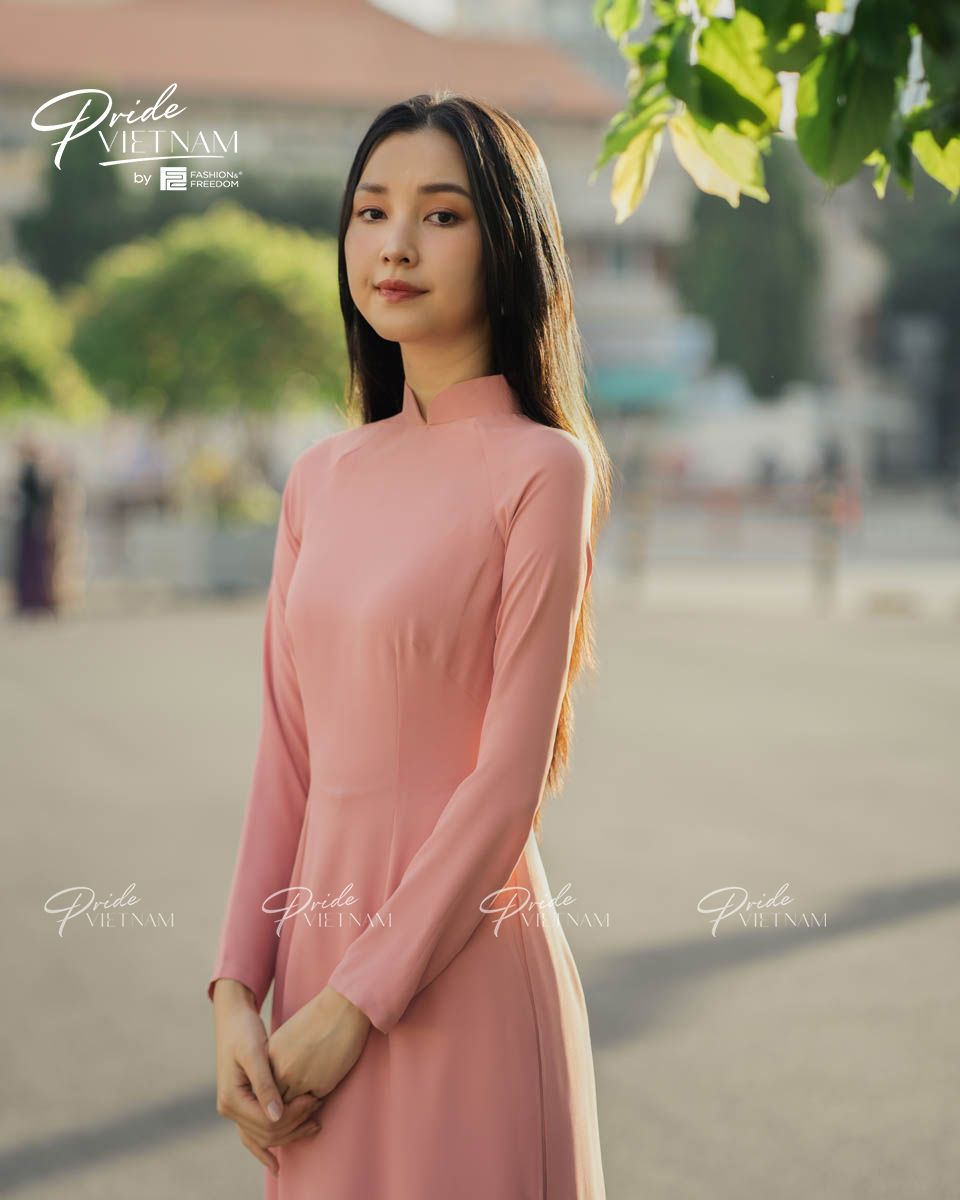 Áo Dài Chiffon Hồng Pride Việt Nam