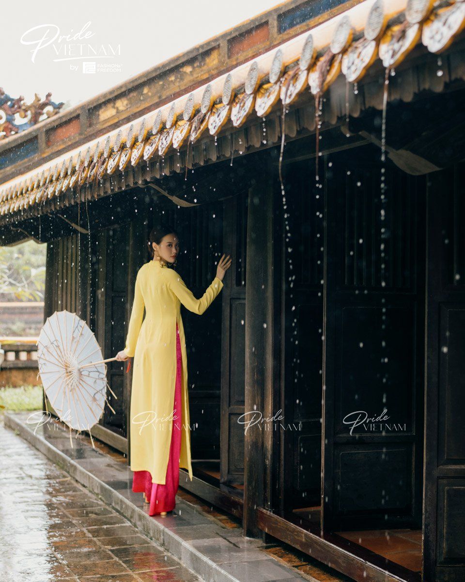 Áo Dài Chiffon Vàng Pride Việt Nam