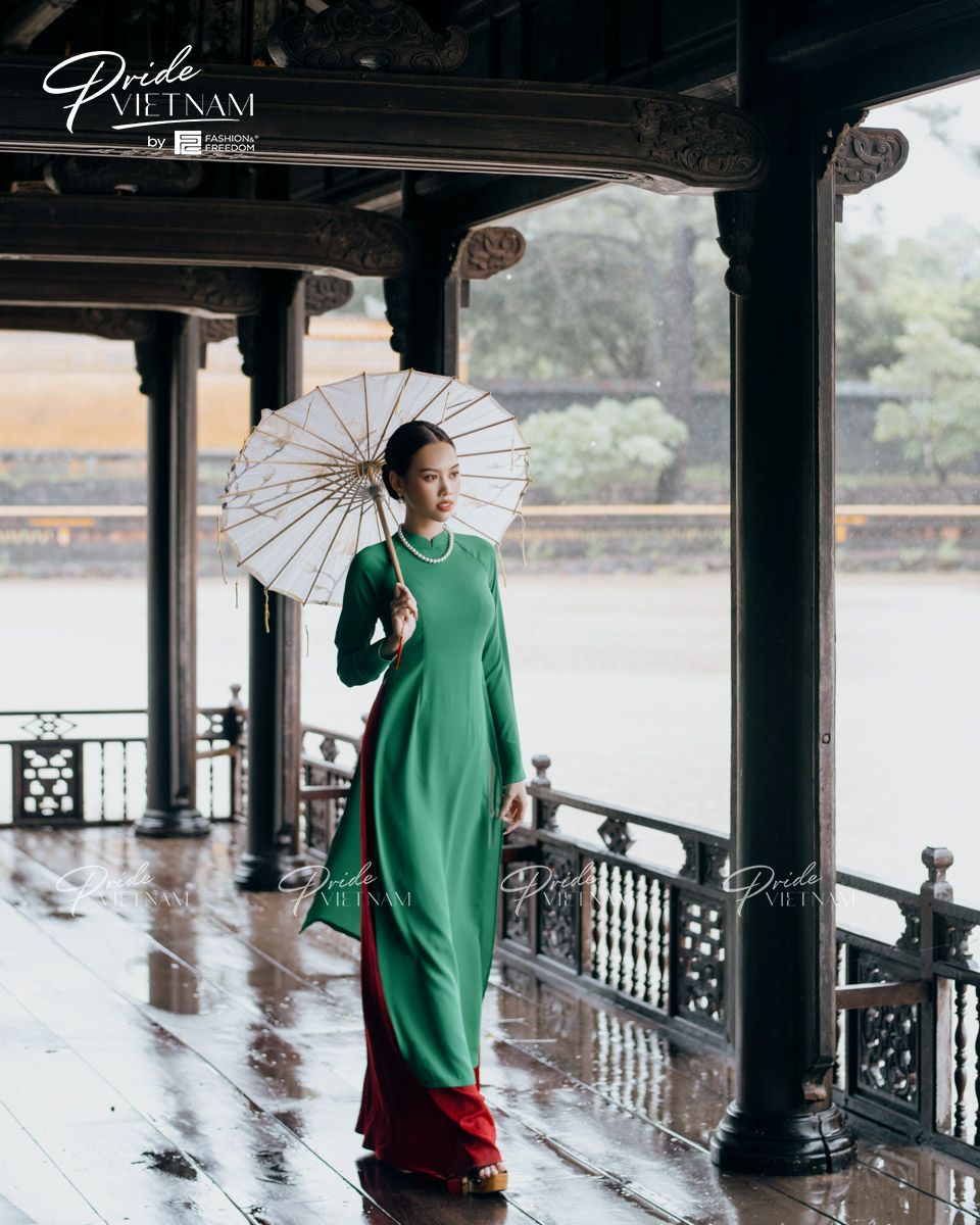 Áo Dài Chiffon Xanh Lá Pride Việt Nam