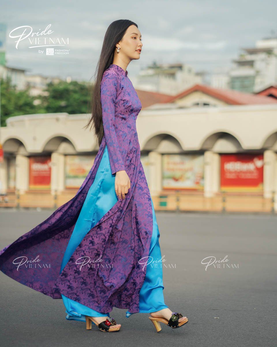 Áo Dài Lụa Tím Pride Việt Nam