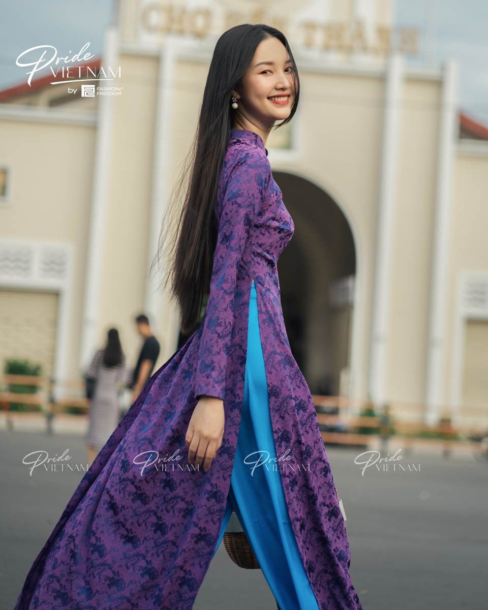 Áo Dài Lụa Tím Pride Việt Nam