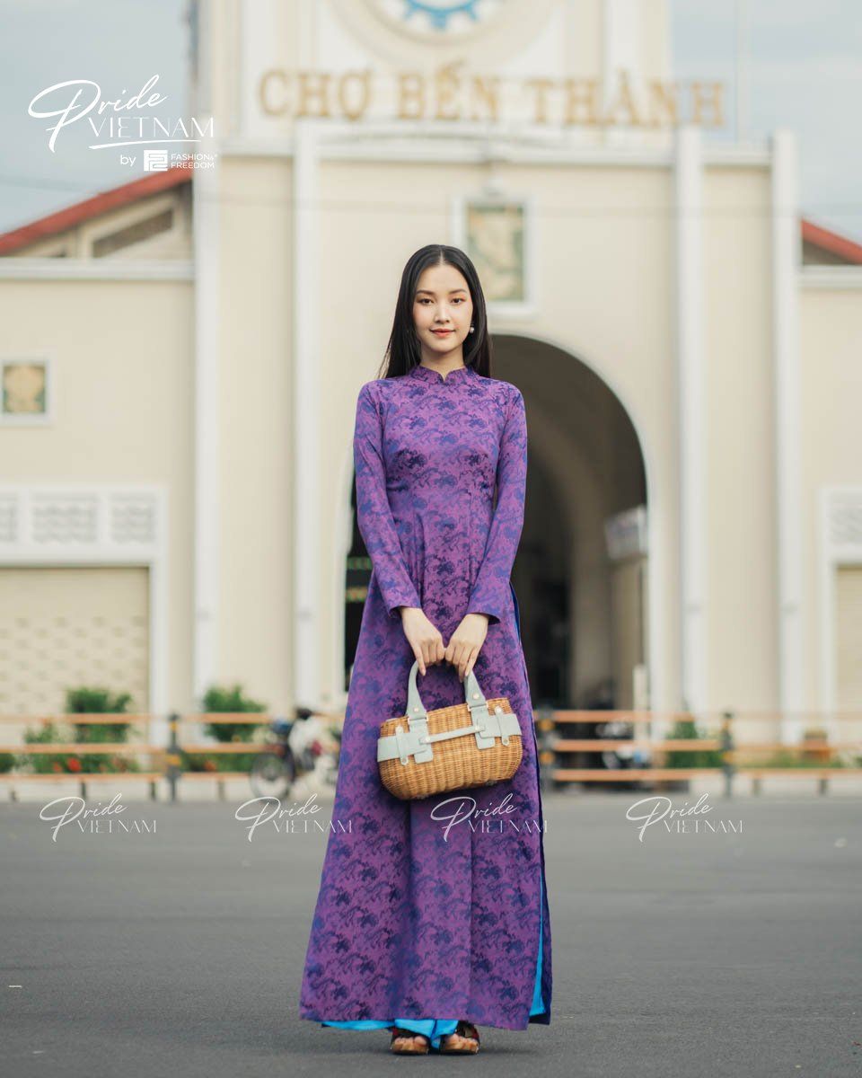 Áo Dài Lụa Tím Pride Việt Nam