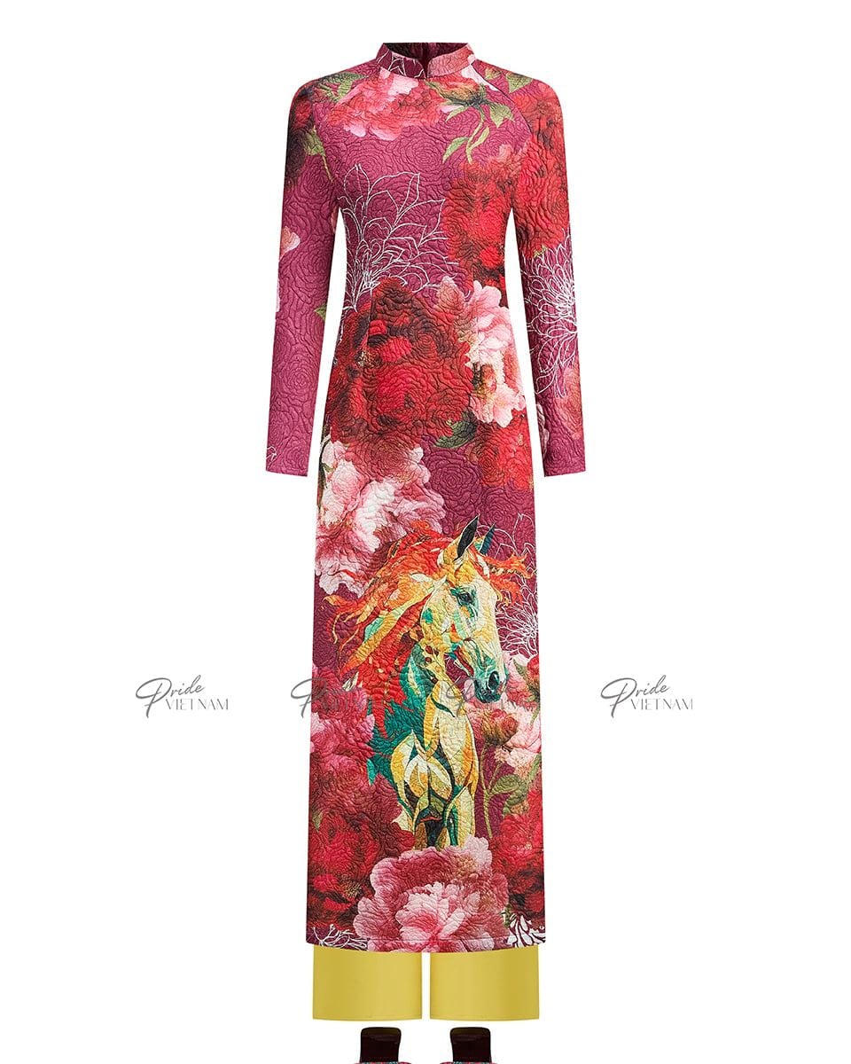 Áo Dài Gấm Nữ Tím Hoa