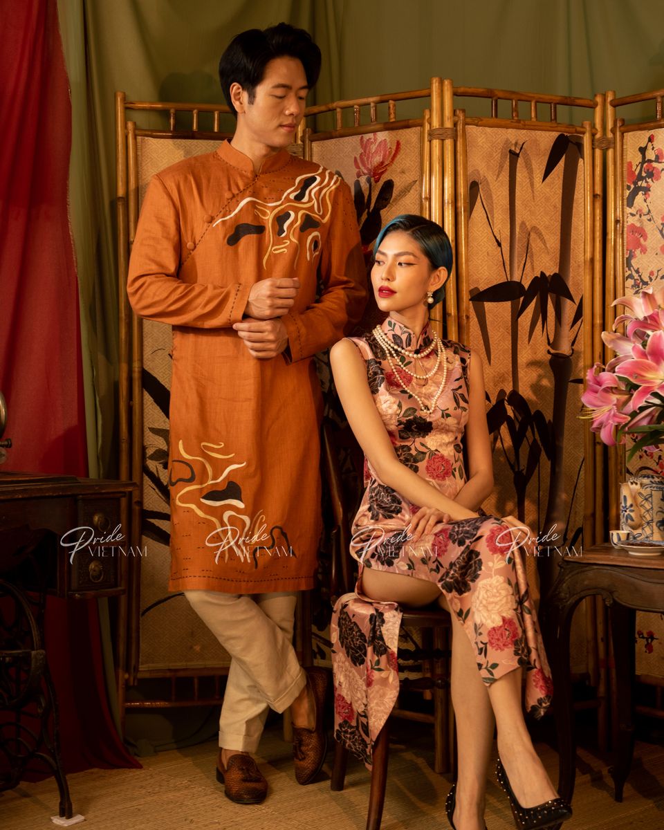 Áo Dài Nam Linen Bò Đậm Xuân Như Ý