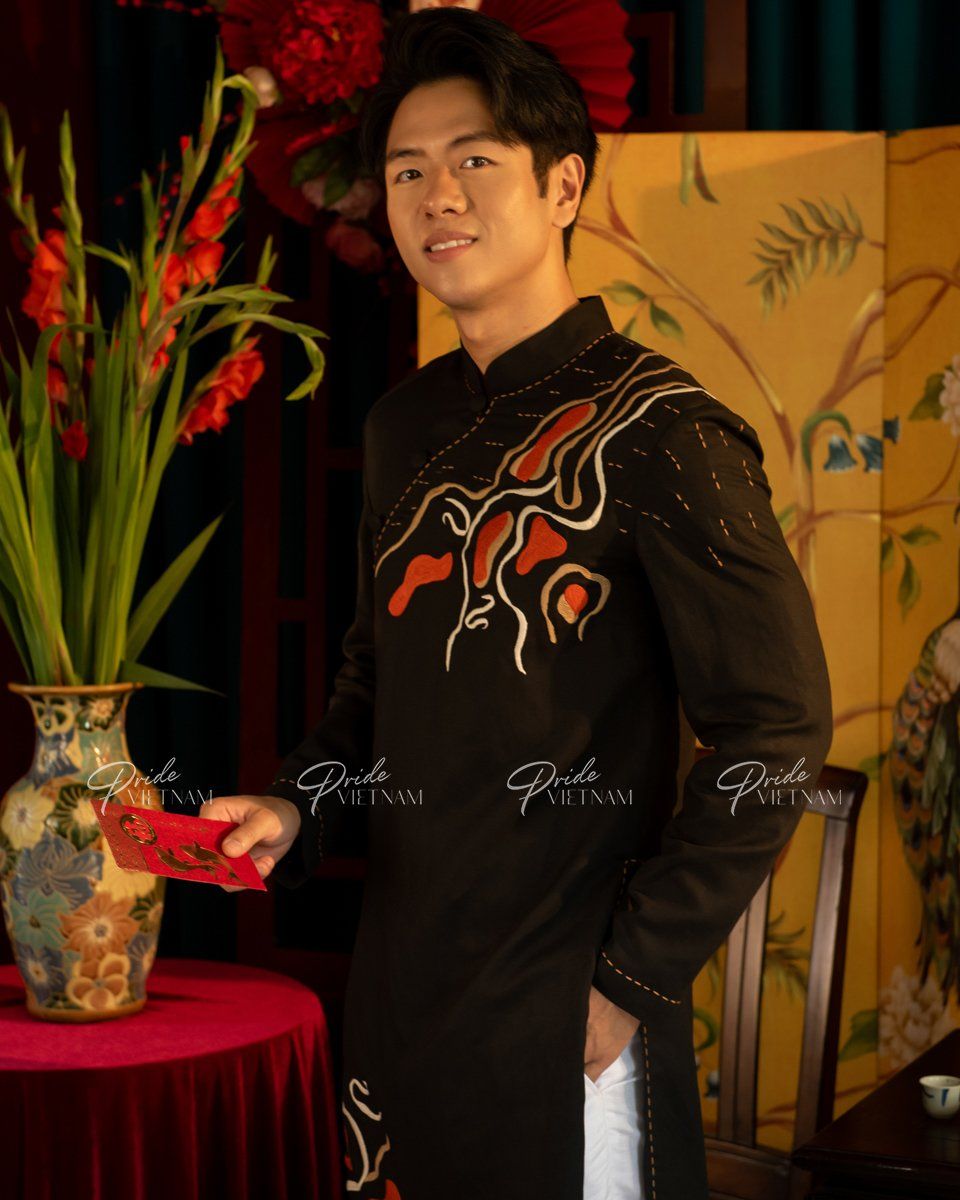 Áo Dài Nam Linen Đen Xuân Như Ý