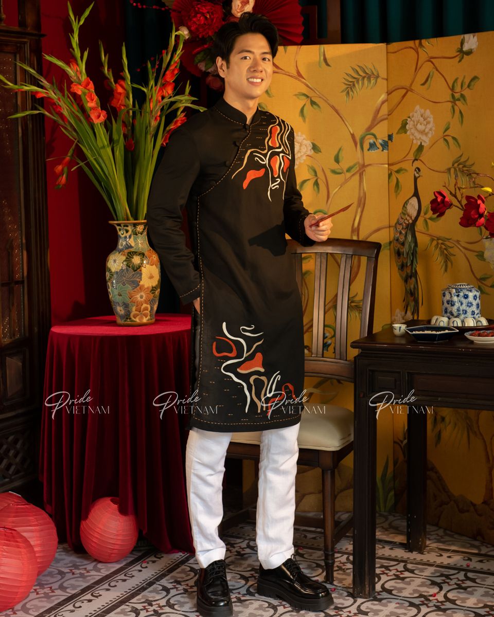 Áo Dài Nam Linen Đen Xuân Như Ý