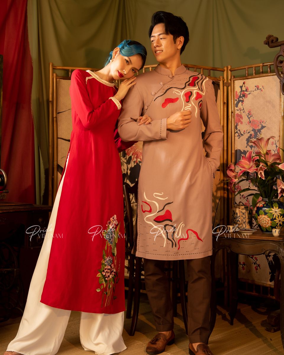 Áo Dài Linen Đỏ Hòn Ngọc Viễn Đông