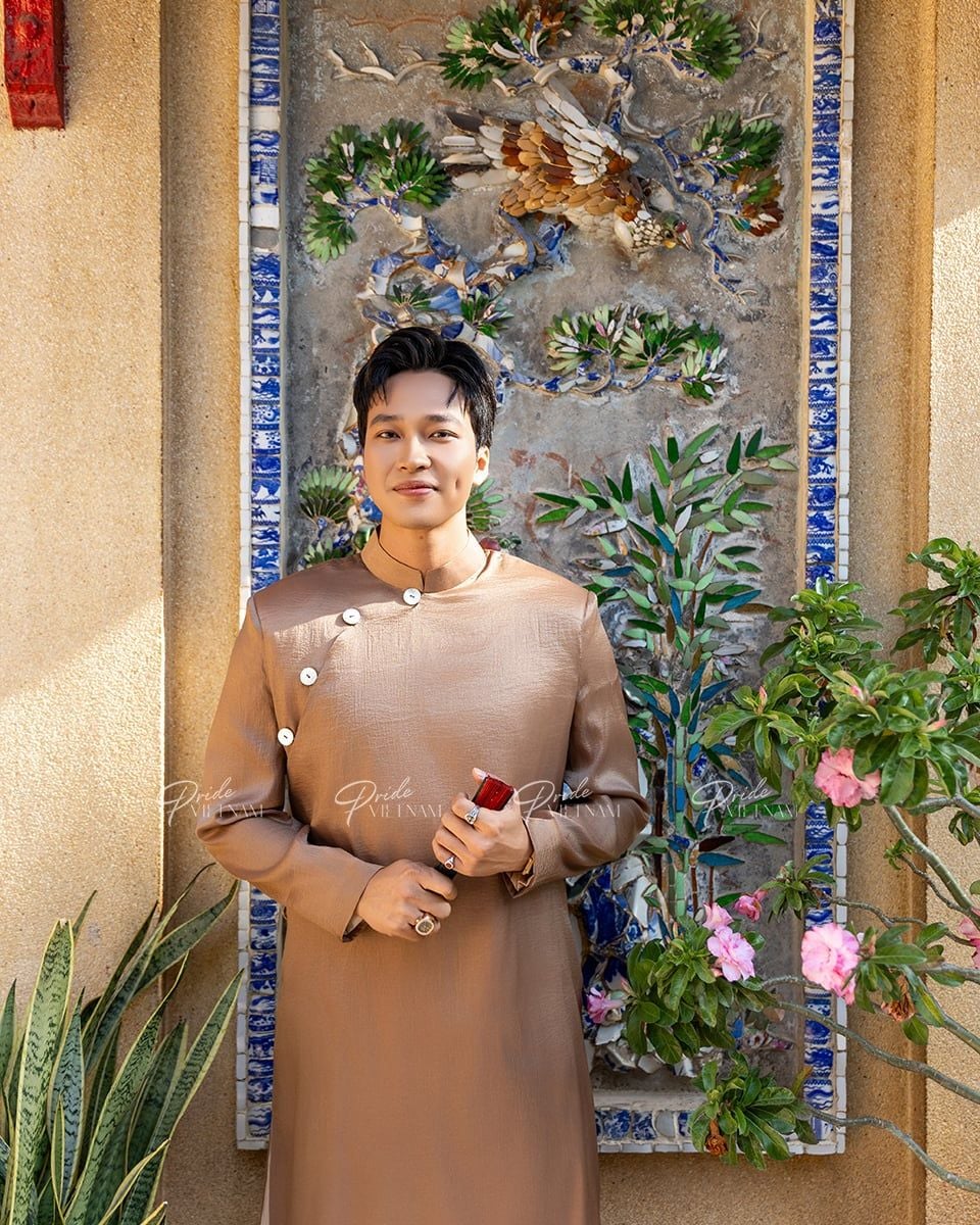 Áo Dài Nam Tơ Nâu