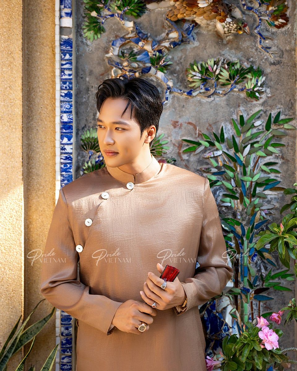 Áo Dài Nam Tơ Nâu