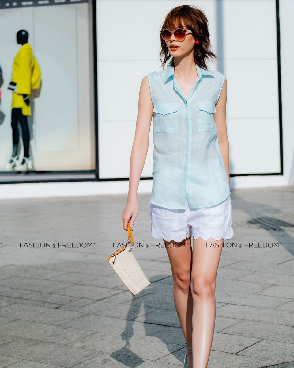  Áo Kiểu Linen Xanh Pastel Hương Mùa Hè 