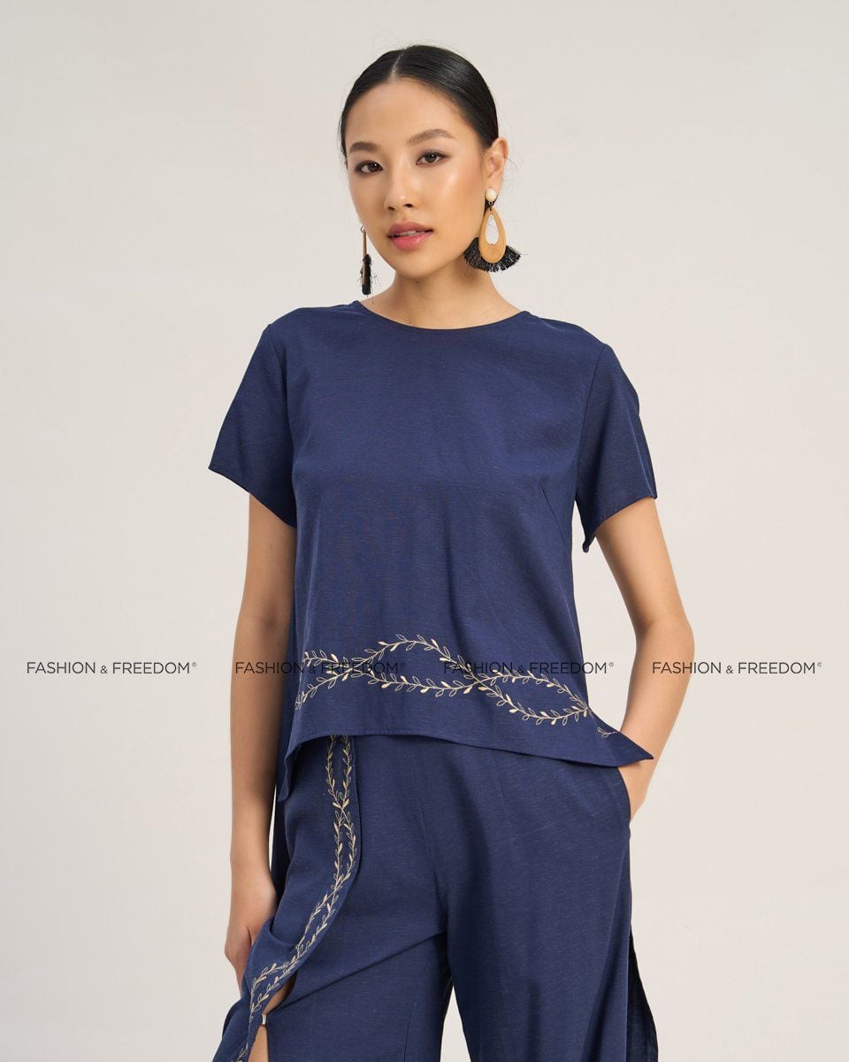 Áo Kiểu Linen Xanh Đen The Art Of Styling