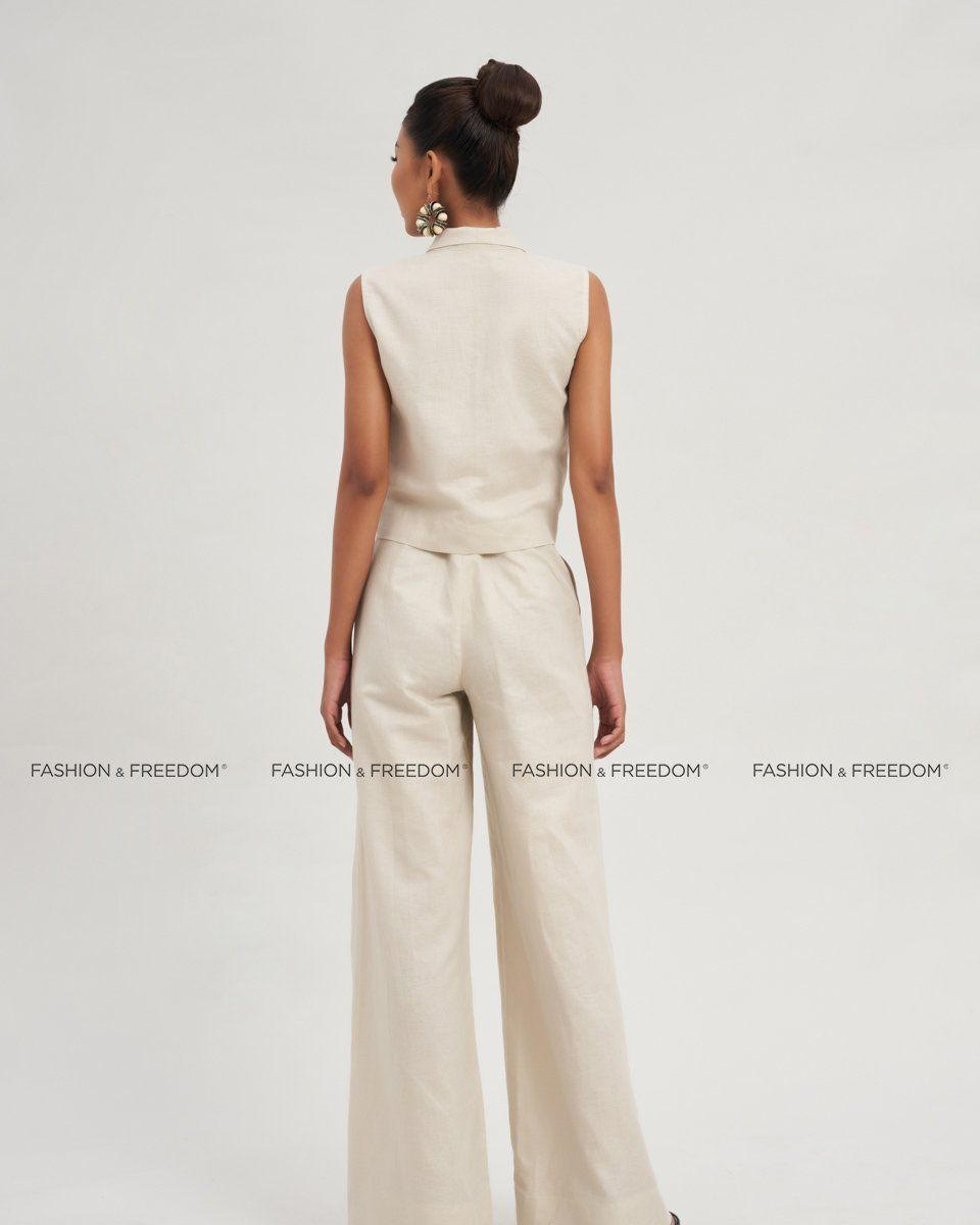 Áo Kiểu Linen Nữ Kem Modern Women