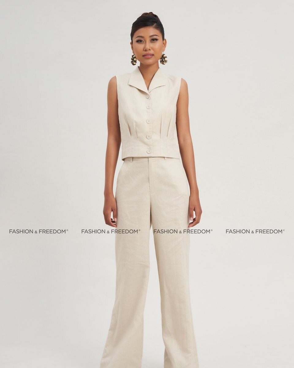 Áo Kiểu Linen Nữ Kem Modern Women