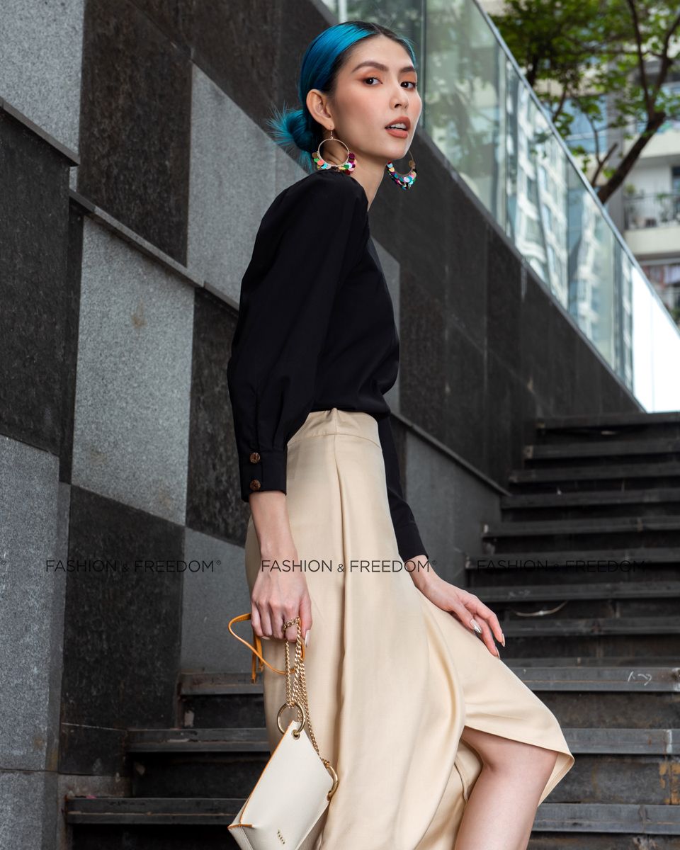 Áo Kiểu Linen Đen City Girls